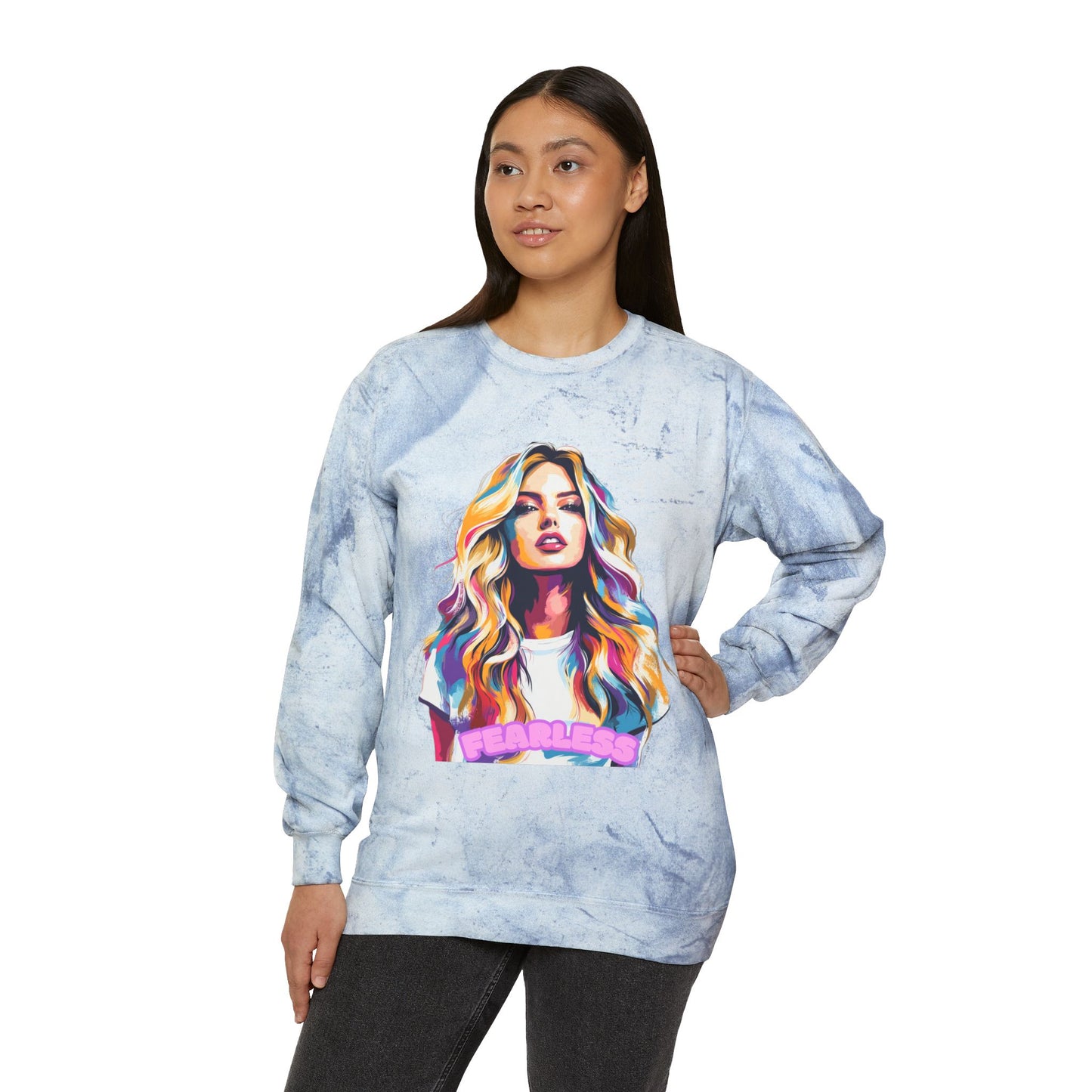 Fearless Empowerment Design Unisex Color Blast Crewneck Sweatshirt