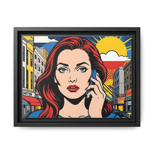 Vintage Pop Art Dreamscape: Canvas PosterPop Art Matte Canvas, Framed (Multi-color)