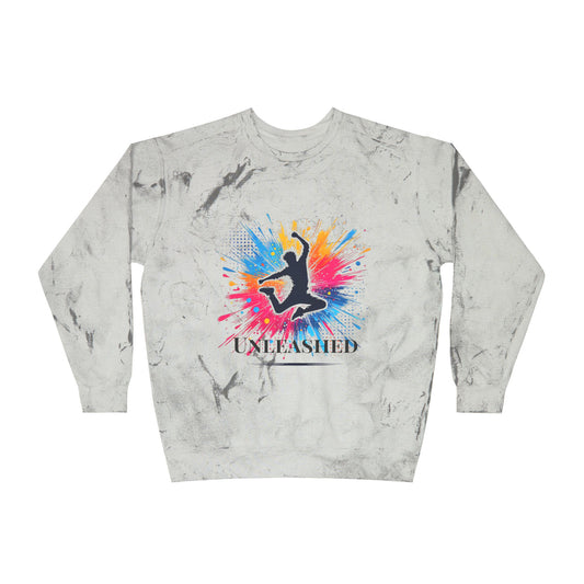 Unleashed Color Blast Sweatshirt – Bold and Energetic Jump Silhouette Design