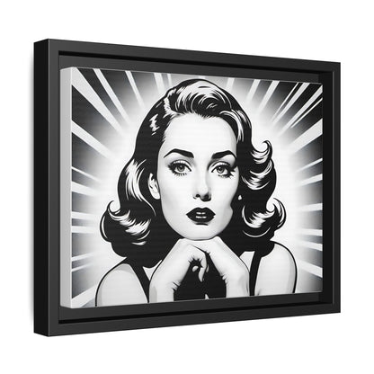 Vintage Glam: Black and White Pop Art Portrait of a 1950s Woman, Framed (Black and White)